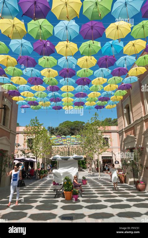 umbrella canopy  la roca village designer outlet shopping la roca del valles barcelona