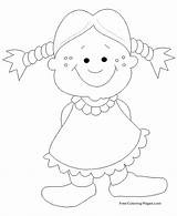 Coloring Pages Kids Smiling Girl sketch template
