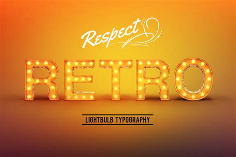 retro light bulb font gk mockups store