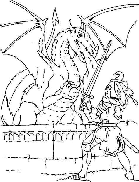 knight fighting  dragon coloring page coloring pinterest knight