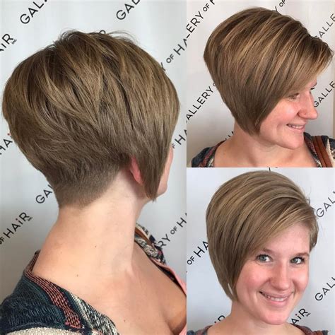 Stacked Asymmetrical Bob With Side Swept Bangs And Tapered