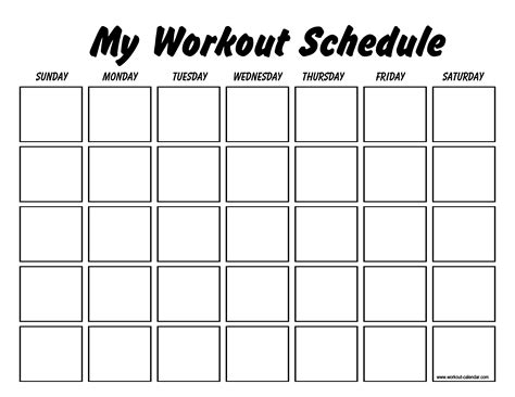create  workout schedule   blank workout schedule