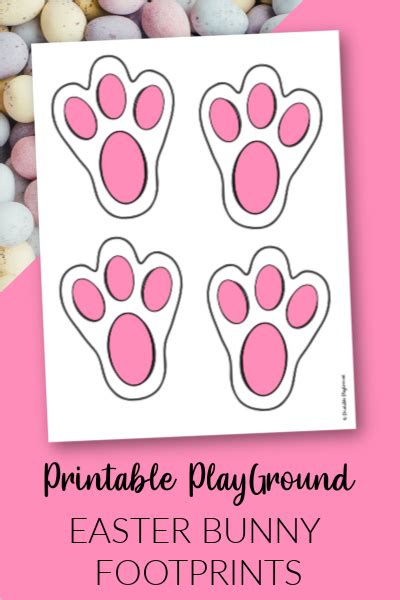 easter bunny footprints  page printable playground