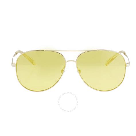 michael kors kendall golden yellow solid aviator ladies sunglasses