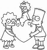 Bart Pintar Simpsons Valentin Hermanas Colorier Homer Rellenar sketch template
