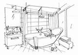 Innenarchitektur Modernen Badezimmers Lokalisiert Gezeichnete sketch template