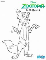 Zootopia Nick Fox Coloring Wild Pages Color Print Disney Hellokids sketch template