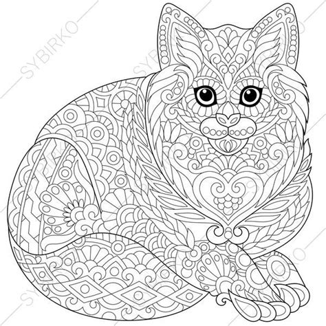 coloring page  adults digital coloring page cat kitten etsy