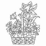 Flower Basket Flowers Baskets Outline Embroidery Pattern Choose Board Painting sketch template