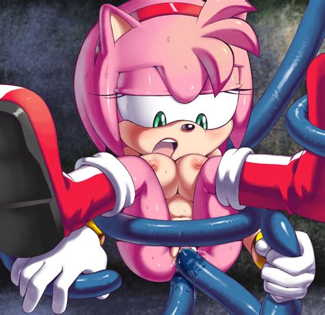 xbooru 1girl amy rose anal apostle artist blue tentacle boots breasts double penetration