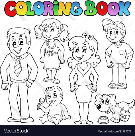 coloring book family collection  royalty  vector image