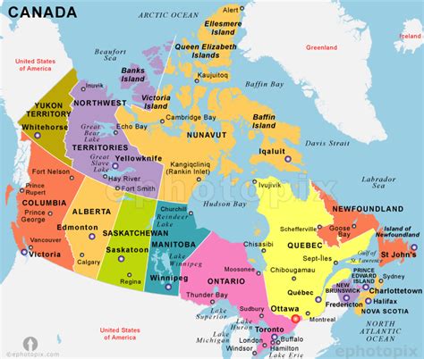 canada map political city map  canada city geography