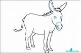 Donkey Draw Step Ears Tail Process Illustrated Mouth Eyes Detail Momjunction sketch template
