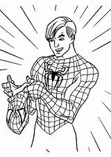 Coloring Spider Man Pages Spiderman Mask Peter Parker Without Spidermans Costume Colouring Superhero Pdf Template Sheets sketch template