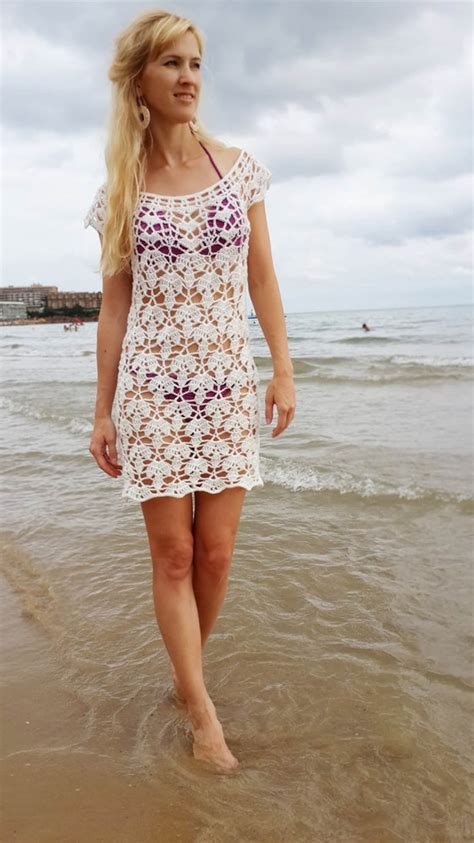 crochet lace dress pattern women beach gown summer tunic boho etsy