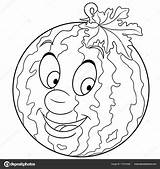Melon Water Coloring Watermelon Cartoon Happy Getdrawings Drawing sketch template