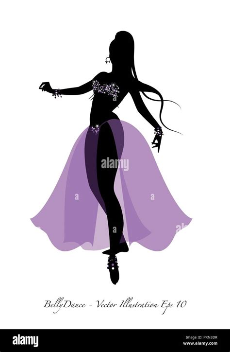 Beautiful Belly Dancer Silhouette Wearing Exotic Clothes Vector