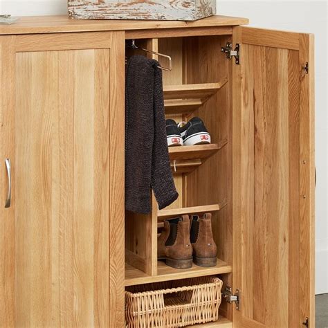 classic oak hall shoe storage unit