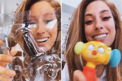 stacey solomon in hysterics at penis shaped packaging for rex s