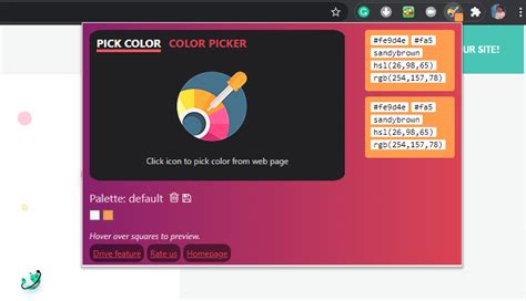 color picker  chrome  started wtechnic