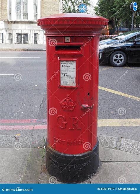 red mail box  london editorial stock image image  postage