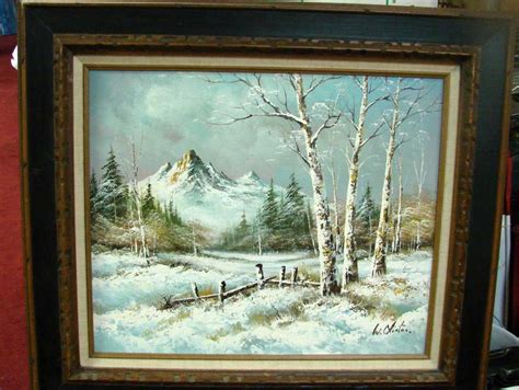framed oil painting winter scene   clinton