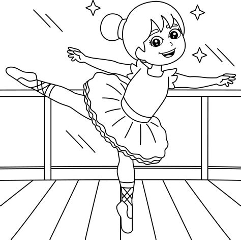 dancing ballerina girl coloring page  kids  vector art