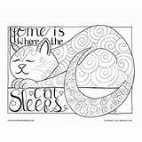 Coloring Cat Pages Sleeping Adult sketch template