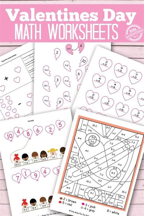 valentine math worksheets  kids math valentines
