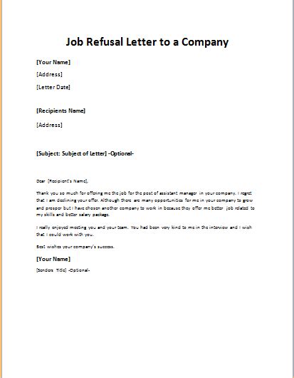 letter company refusal letters rejection visas visa refusals job