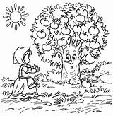 Coloring Tree Apple Pages Orchard Girl Happy Little Fruit Drawing Kidsplaycolor Getcolorings Apples Printable Getdrawings Colori sketch template