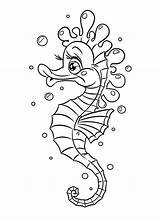 Coloring Pages Horse Seahorse Sea Fish Printable Cute Template Animal Kids Line Preschoolers Colouring Drawing Color Templates Adults Copyright Preschool sketch template