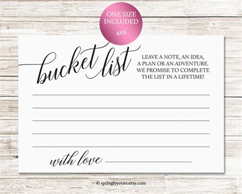 wedding bucket list cards  wedding bucket list guest book etsy