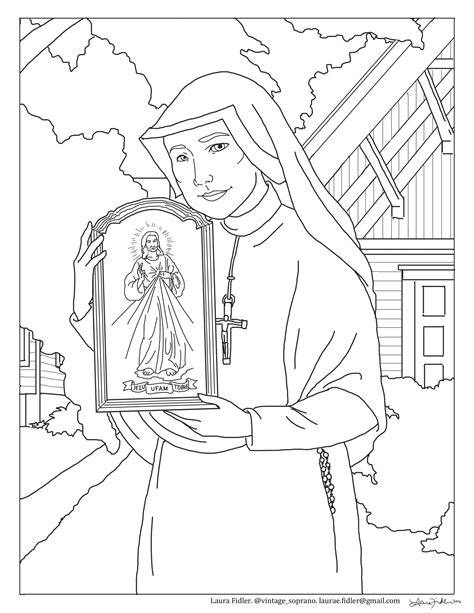 st faustina divine mercy coloring page catholic religious