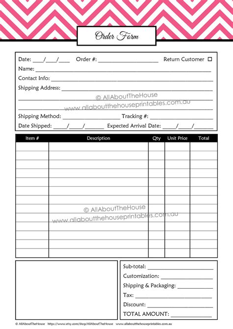 printable business order forms  products printable forms