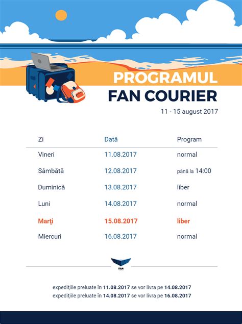 programul fan courier   august fan courier