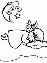 Sleeping Angels Coloring Angel Clipart Moon Cliparts Pages Shooting Boy Crescent Unde Star Clip Halo Colouring Color Christmas Library Little sketch template