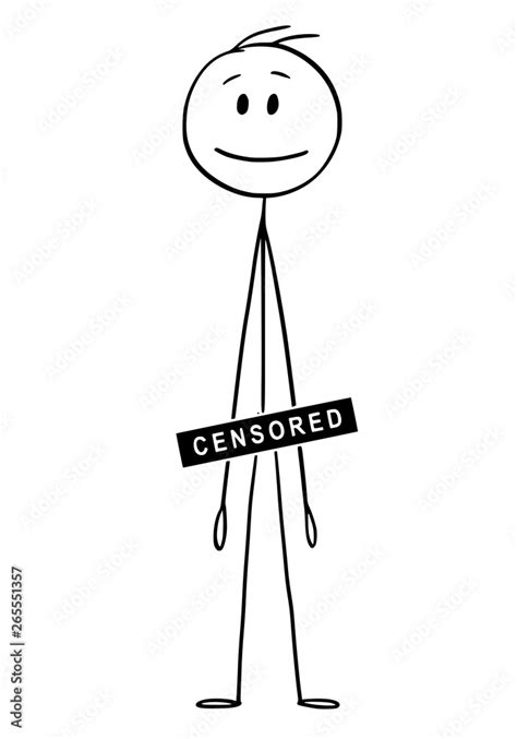 Poster Censored Naked Cartoon Stick Figure Drawing Conceptual