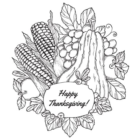 thanksgiving corn  fruits thanksgiving adult coloring pages