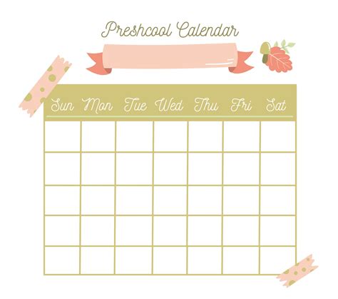 preschool calendar template printables printable calendar