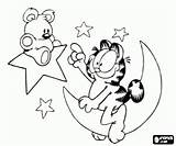 Garfield Pooky Colorear Nocnym Cielo Niebie Dibujos Kolorowanki Coloring Kolorowanka Céu Nocturn Amigos Noturno sketch template