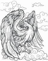 Phoenix Coloring Pages Adults Bird Colouring Adult Printable Book Sheets Deviantart Color Fantasy Creatures Stencils Pyrography Drawing Getcolorings Bw Dragons sketch template