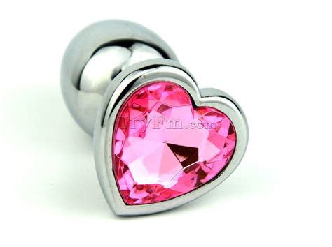 stainless steel silver anal plug with heart shaped jewelry tryfm