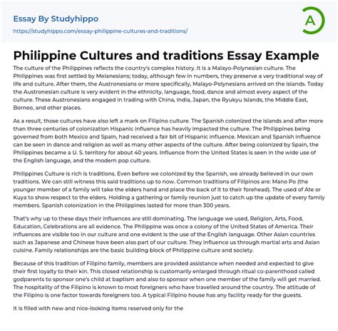 philippine cultures  traditions essay  studyhippocom