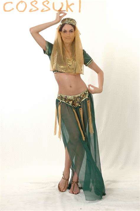 halloween exotic adult sexy women green arab belly dance suit cosplay costume for stage