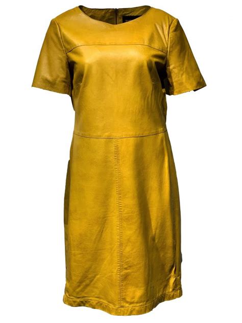 leren jurk geel yorkana bk leder