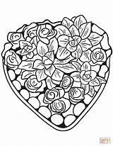 Coloring Heart Pages Flowers Made Printable sketch template