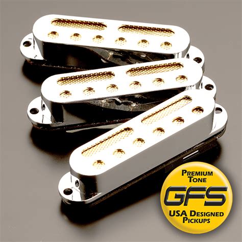 kp gfs gold foil single coil strat pickups chrome kwikplug ready