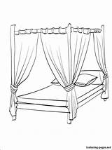 Coloring Bed Pages Canopy Bedroom Drawing Getdrawings Getcolorings Bedtime sketch template