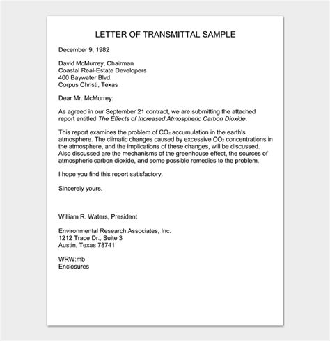 letter  transmittal  examples  templates docformatscom